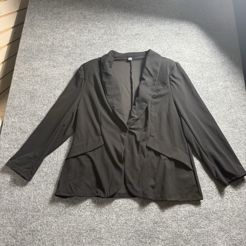 Womens Black Open Front Blazer Shawl Collar Lightweight Cardigan Jacket Work 4X
